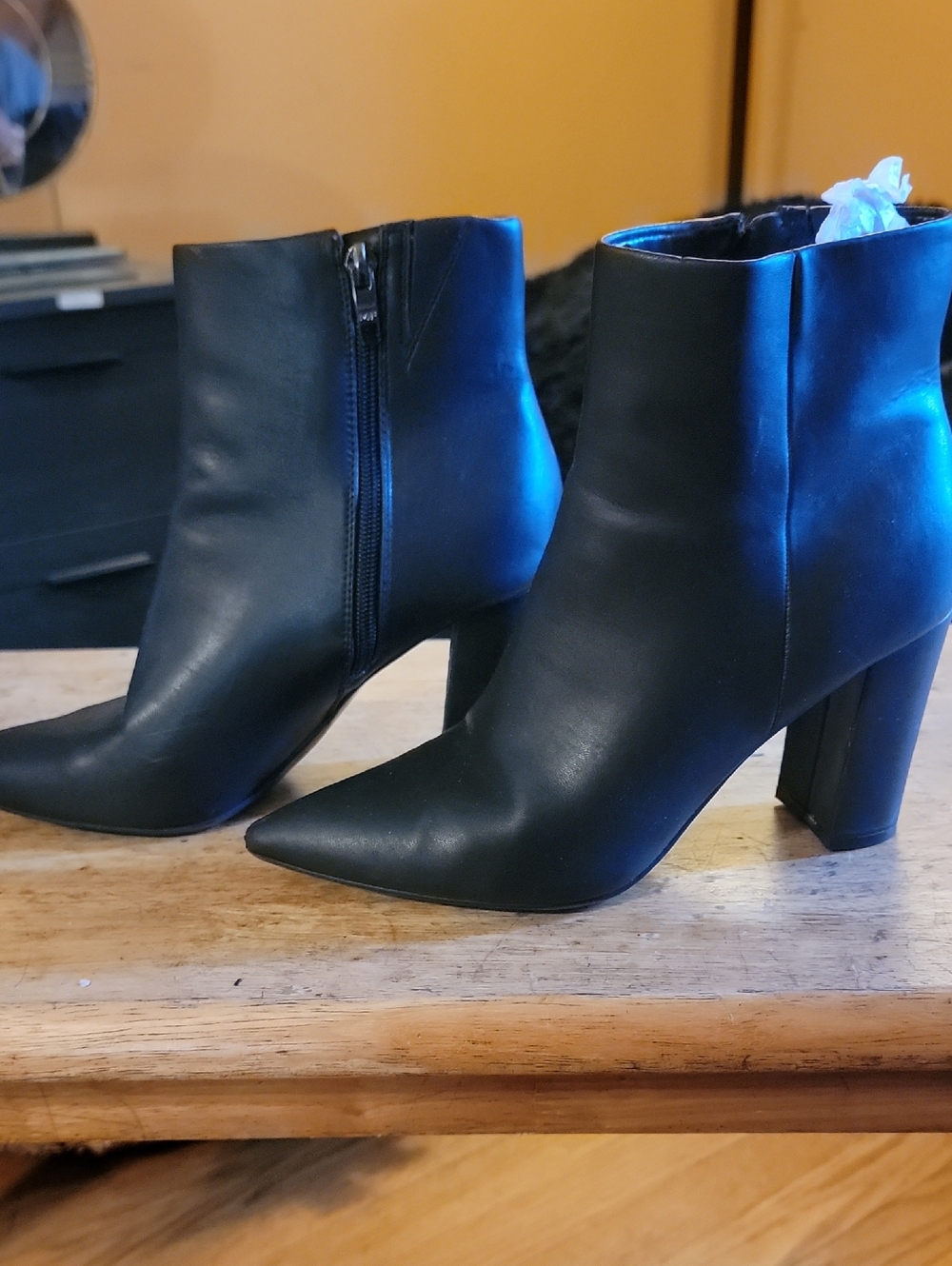 Marc Fisher Black Pointed Block-Heel Ankle Booties